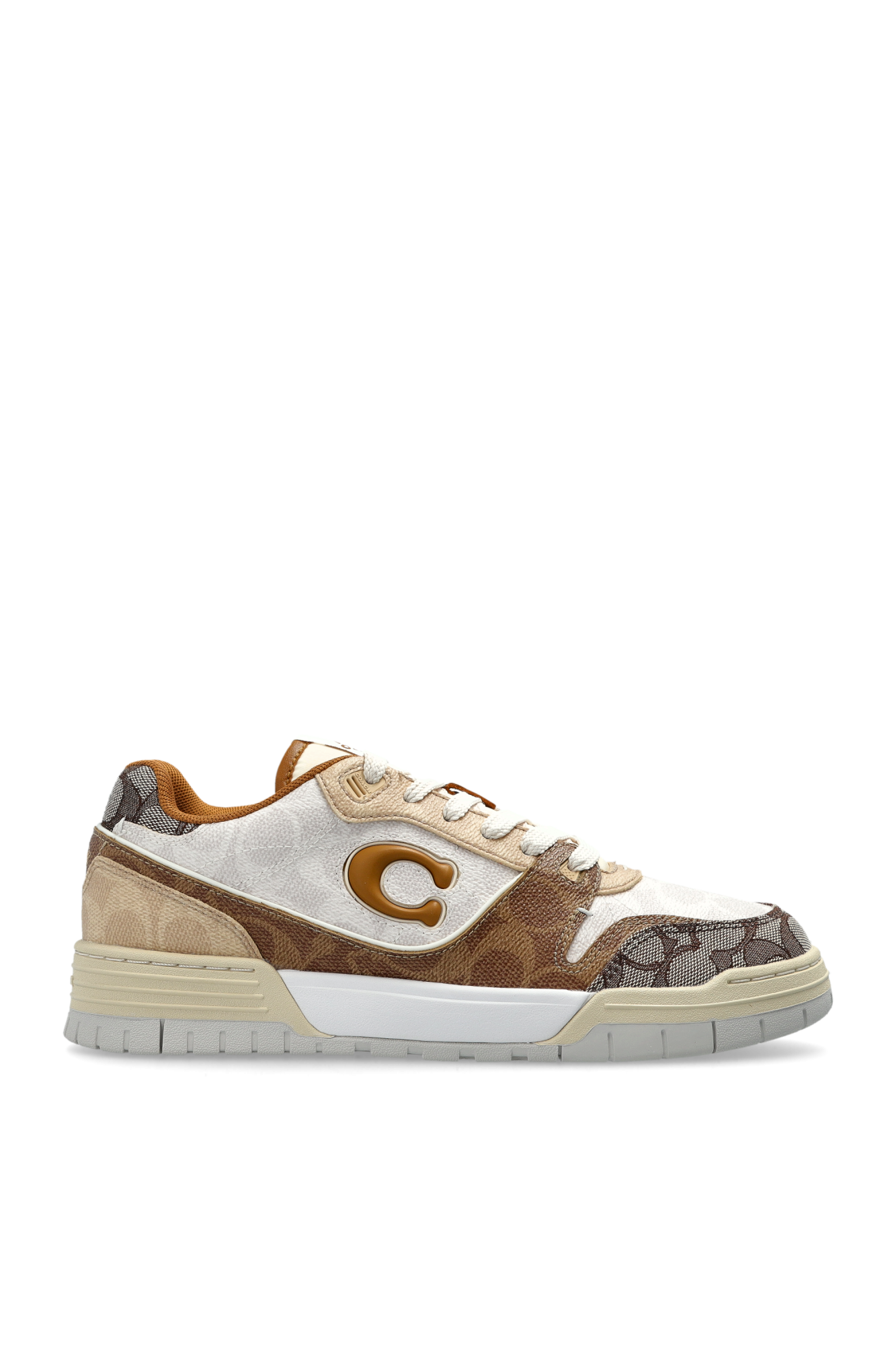 COACH ブラウン ホワイト シグネイチャーハイカットスニーカー 9ホール Brown 